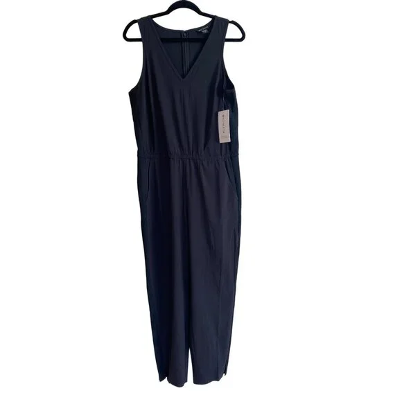 NWT ATHLETA Brooklyn Jumpsuit Black Women's 12 Pockets Comfort Stretch MSRP$129 - Picture 2 of 16